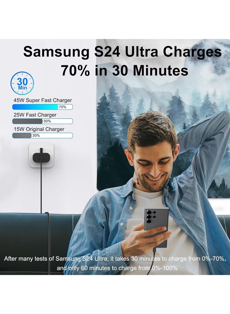 بيوينتي شاحن PD فائق السرعة 45 وات USB-C - متوافق مع S24، S23، S22، S21، S20 Ultra، S24+، S23+، S22+، S21+، A53، A15، A55، A54 - محول طاقة من النوع C. - Image 2