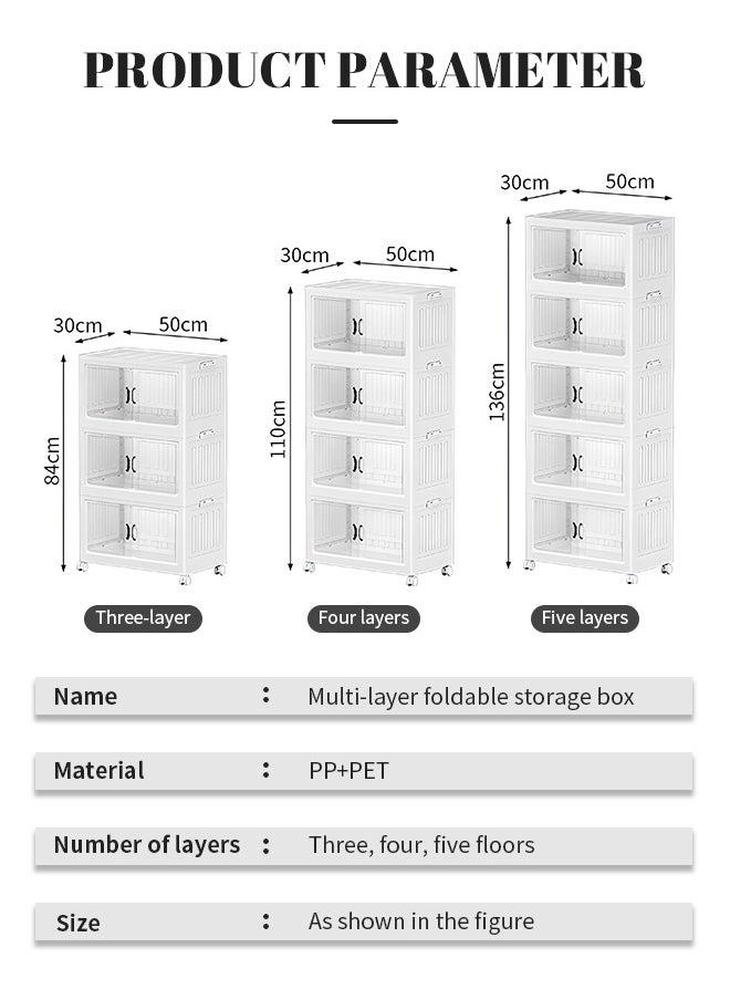 Generic - Storage Cabinet With Transparent Door, Stackable Storage Box With Wheels, Large Capacity Storage, Multi-Purpose Mobile Storage Cabinet For Home And Office - Image 1