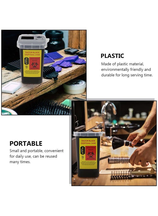 Lurrose 2Pcs Dispenser Case Safety Razor Bank Barber Shop Disposal Storage Container for Used Waste Sharps - Image 4