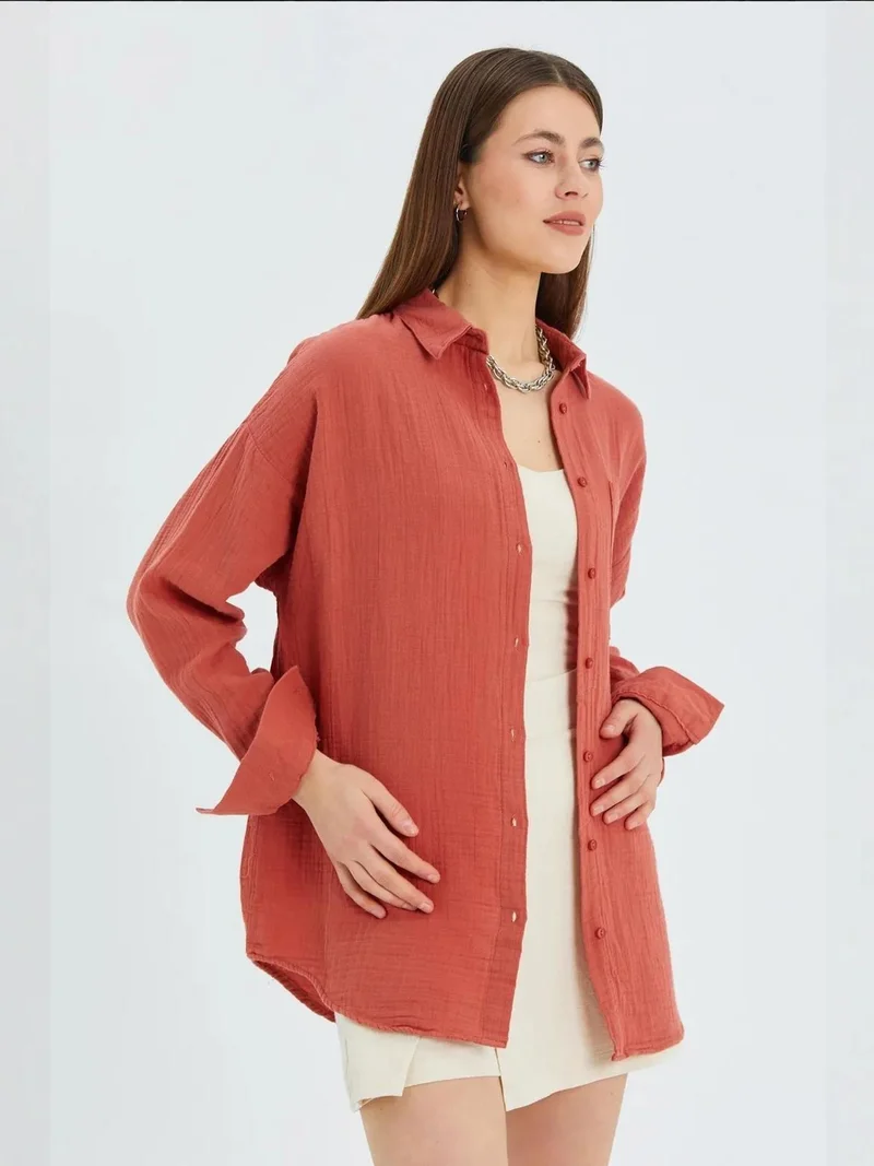 Mixray Oversized Muslin Basic Shirt