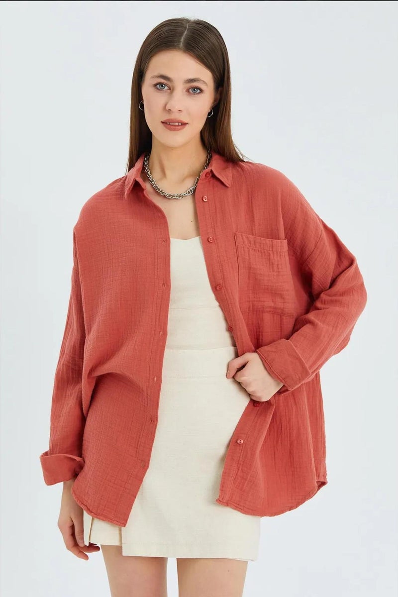 Mixray Oversized Muslin Basic Shirt - Image 3