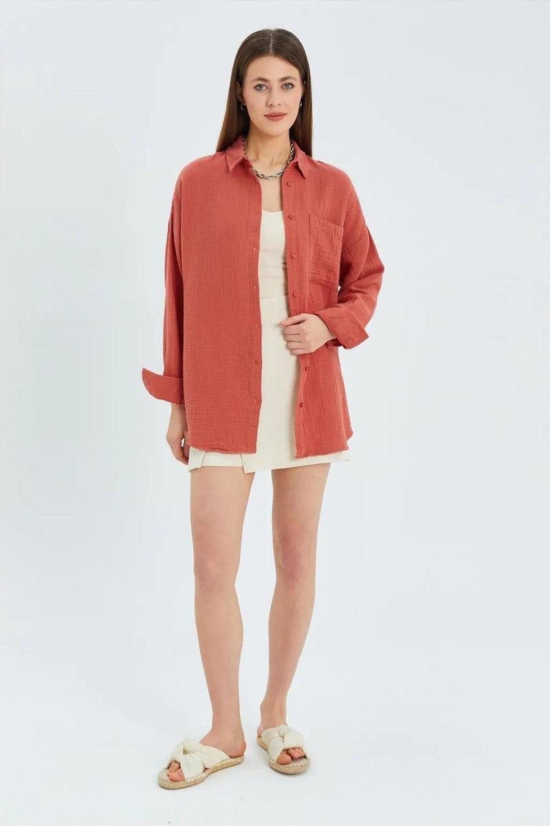Mixray Oversized Muslin Basic Shirt - Image 5