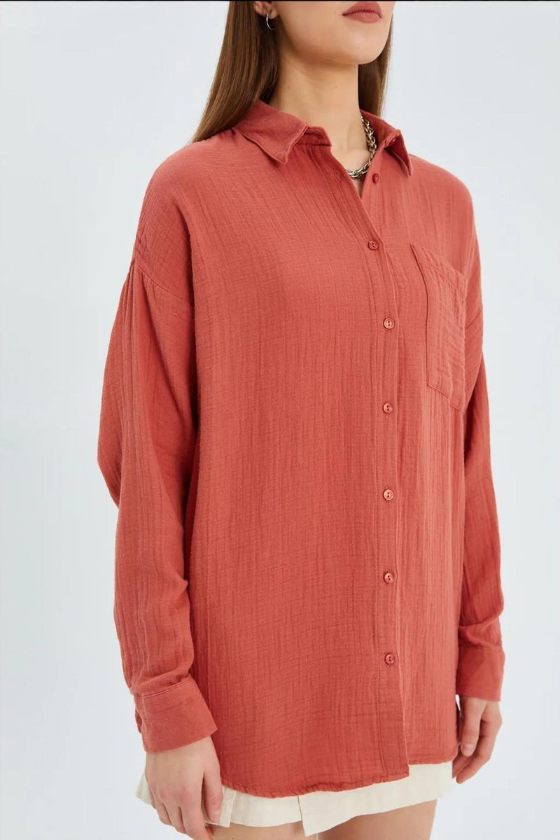 Mixray Oversized Muslin Basic Shirt - Image 4