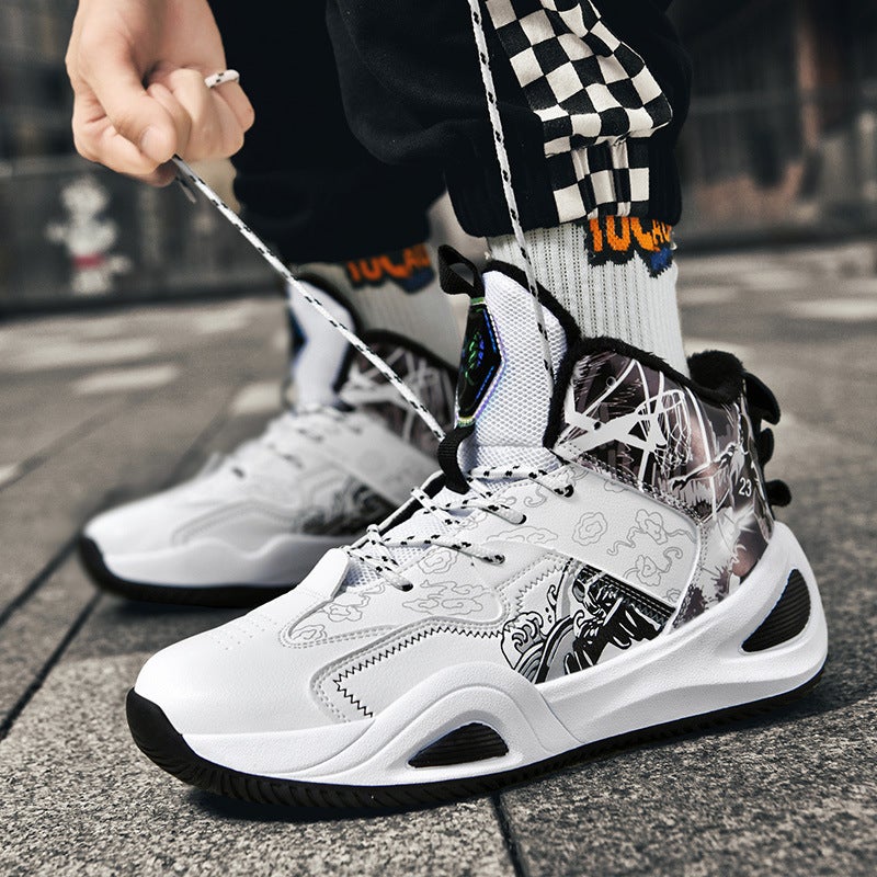 Men'S Basketball Shoes Autumn Fleece-Lined New Summer Men'S Casual Shoes Couple Joker Mandarin Duck Graffiti Shoes Men'S - Image 5