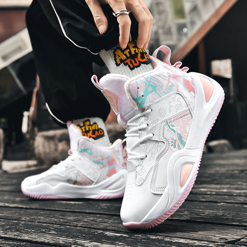 Men'S Basketball Shoes Autumn Fleece-Lined New Summer Men'S Casual Shoes Couple Joker Mandarin Duck Graffiti Shoes Men'S - Image 2