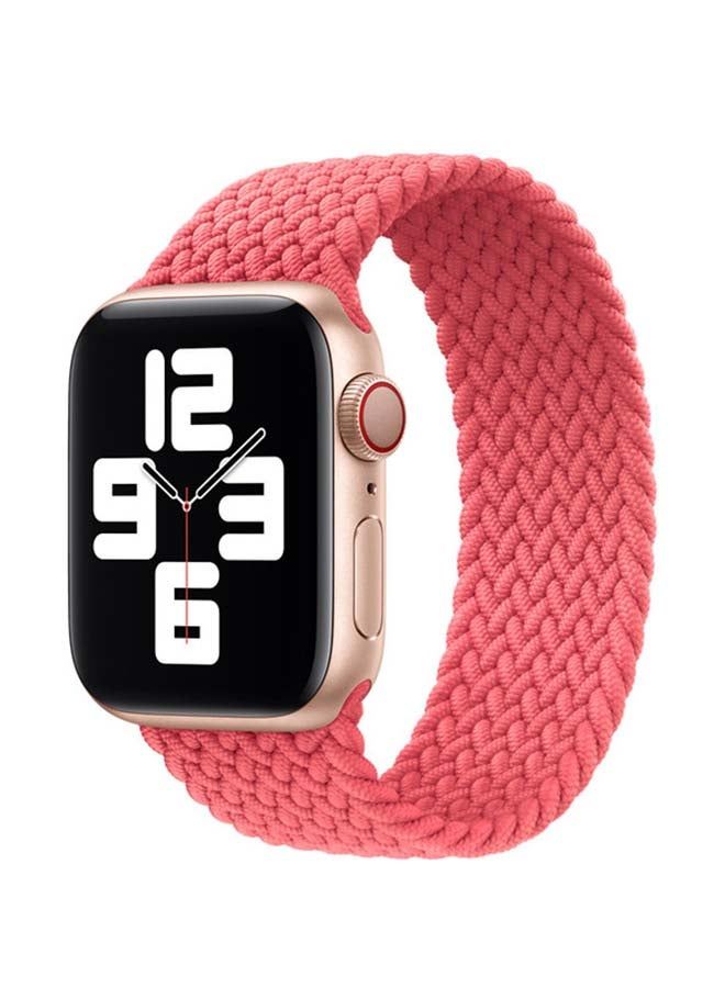 Braided Solo Loop Elastic Replacement Band Medium for Apple Watch 42/44/45mm pink