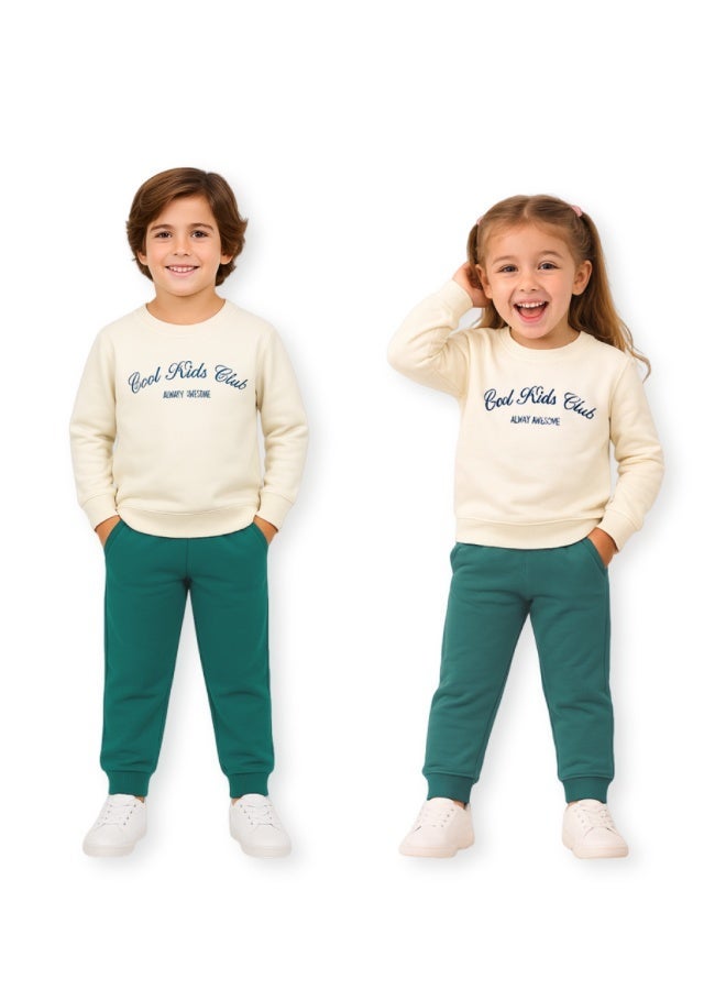 Luay Unisex Winter Co-ord Set | Organic Cotton Top & Bottom | SoftCozy Winter Wear | Stylish Outfit ( White) - Image 3