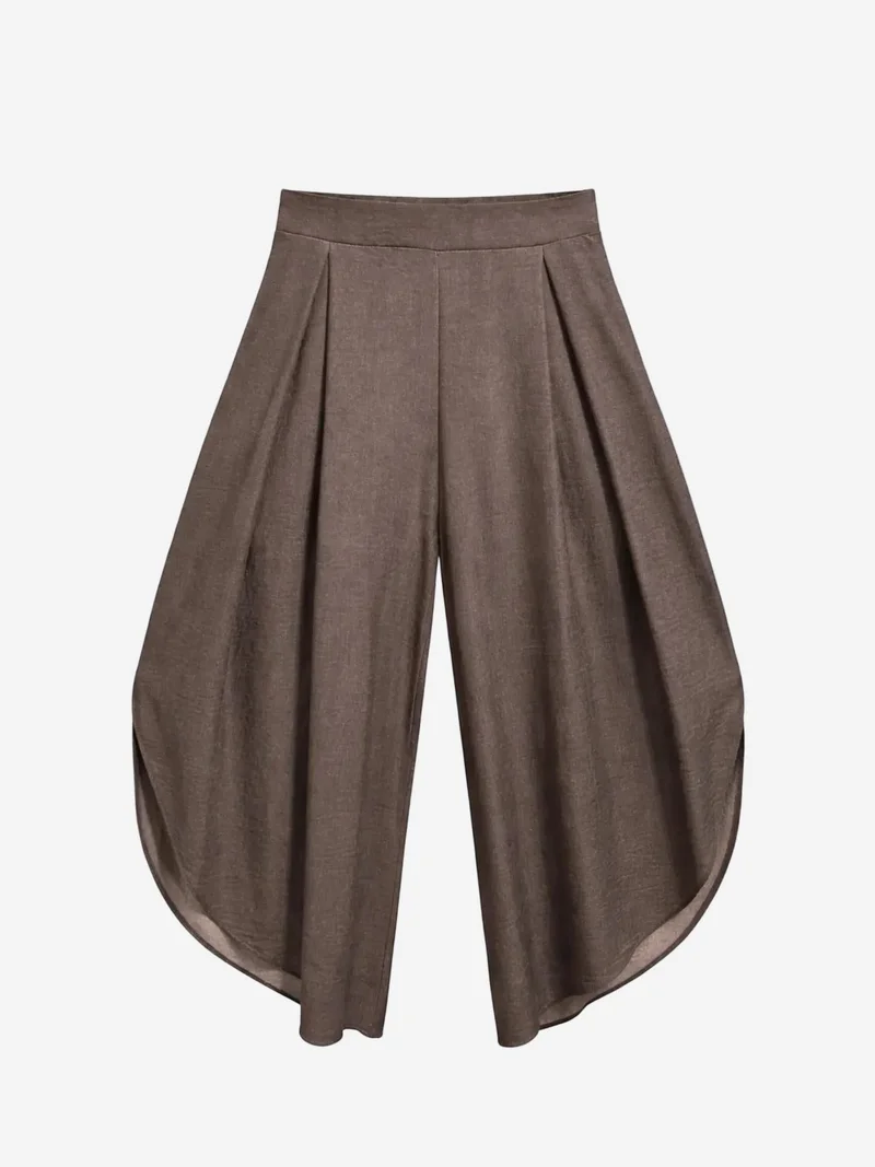 ميكسراي MIXRAY High Waist Pleated Wide Leg Trousers