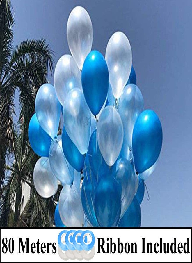 AMFIN بالونات AMFIN المعدنية الملكية الجميلة مقاس 10 بوصات لحفلات الزفاف والخطوبة وحفلات استقبال المولود الجديد وأعياد الميلاد الأولى وحفلات الذكرى السنوية وحفلات توديع العزوبية وحفلات المكاتب وديوالي (200 بالون، أزرق وأبيض وأزرق فاتح) - Image 2