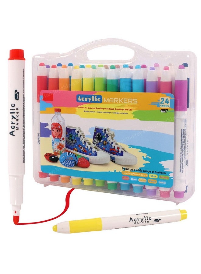 Toyshine 24 Pack Acrylic Paint Bold Point Markers For Rock Wood Canvas Glass Ceramic Plastic Metal Stone Painting Diy Crafts Making Art Supplies, Multicolor - Image 1