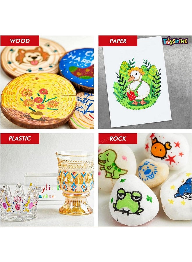 Toyshine 24 Pack Acrylic Paint Bold Point Markers For Rock Wood Canvas Glass Ceramic Plastic Metal Stone Painting Diy Crafts Making Art Supplies, Multicolor - Image 5