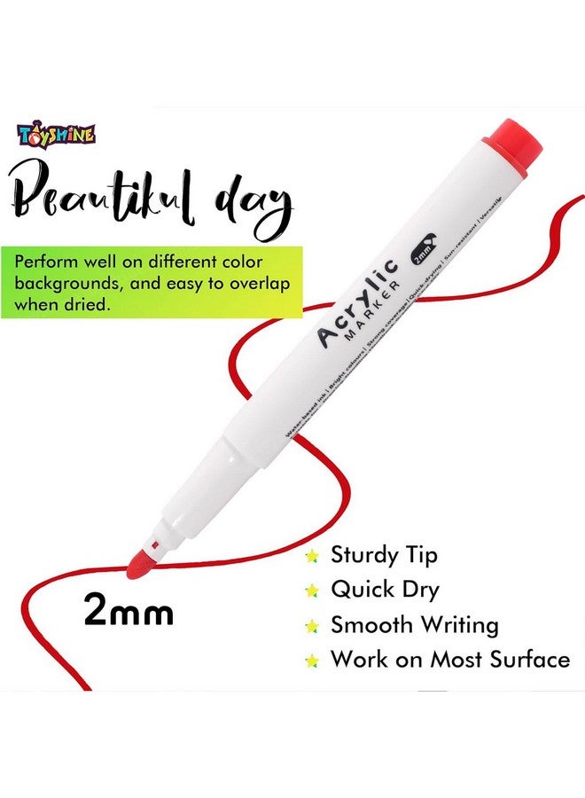 Toyshine 24 Pack Acrylic Paint Bold Point Markers For Rock Wood Canvas Glass Ceramic Plastic Metal Stone Painting Diy Crafts Making Art Supplies, Multicolor - Image 2