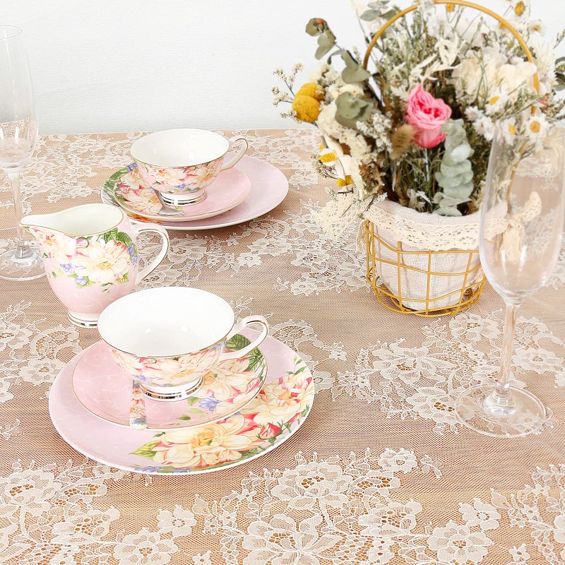 Fanqisi Ivory Lace Tablecloth 60x120 Inches Classic Wedding Lace Tablecloths Overlay Party Table Cover for Bridal Shower Reception Table Decoration - Image 2