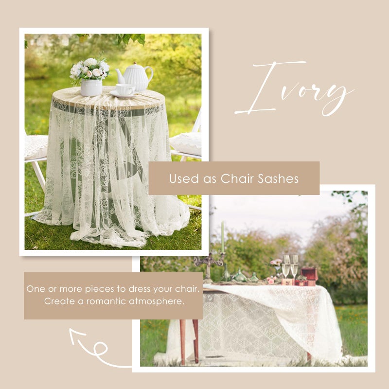 Fanqisi Ivory Lace Tablecloth 60x120 Inches Classic Wedding Lace Tablecloths Overlay Party Table Cover for Bridal Shower Reception Table Decoration - Image 4