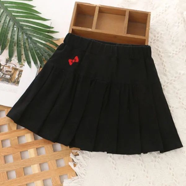Girls Pleated Skirt Shorts with Safety Pants Black  - Image 1