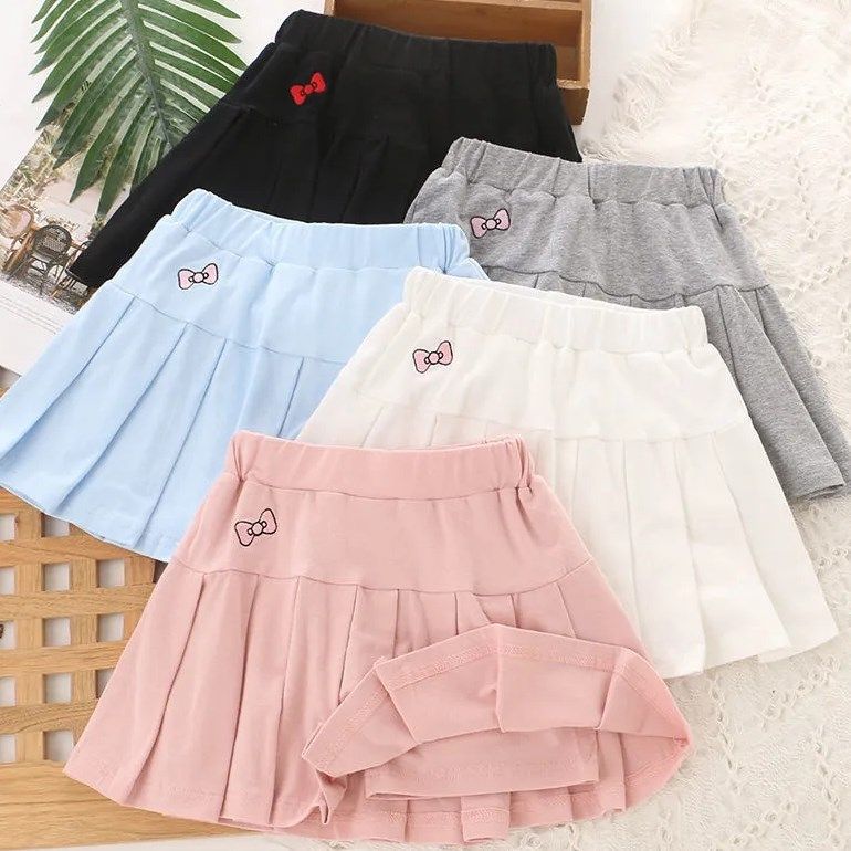 Girls Pleated Skirt Shorts with Safety Pants Black  - Image 4
