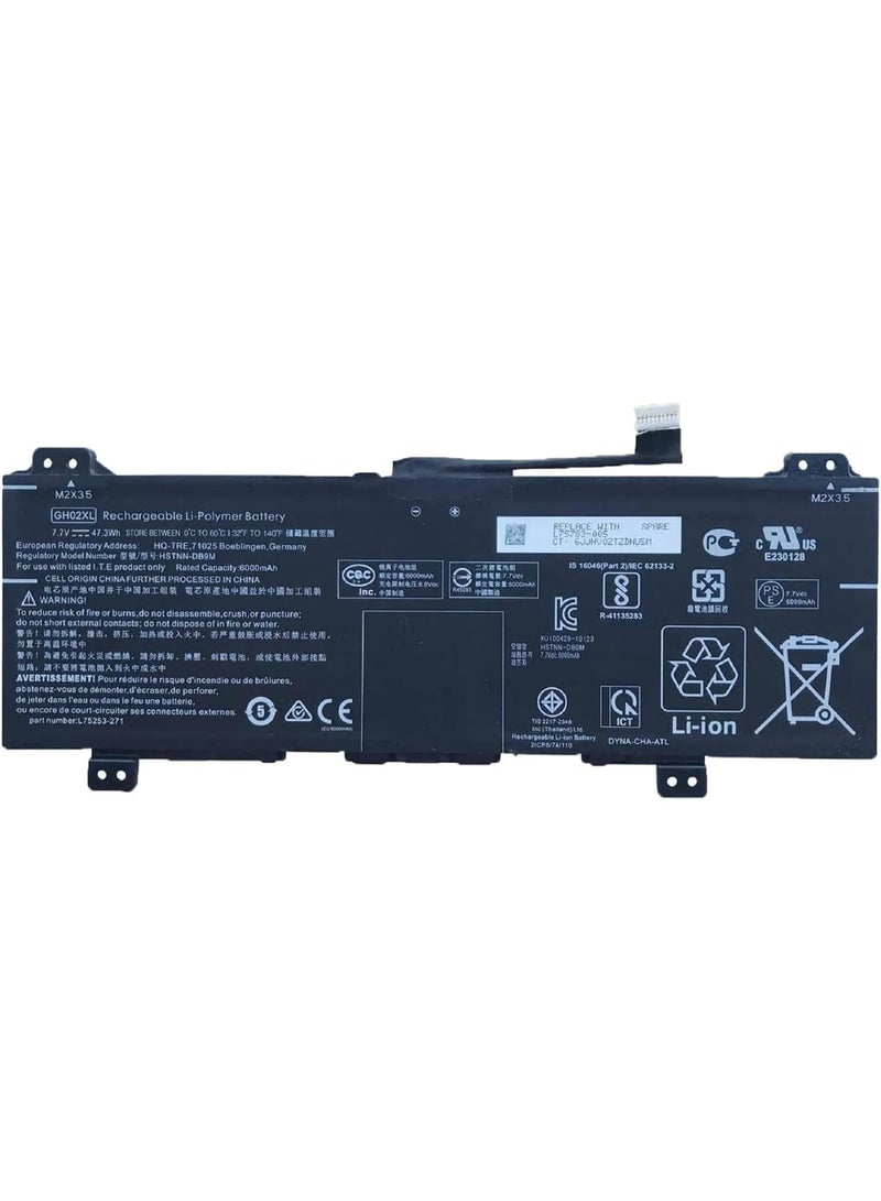 Terabyte بطارية GH02XL متوافقة مع HP Chromebook 14A-NA000 NA0010CA NA0010DS NA0010NR na0004TU بسعة 6000mAh و 47.3Wh و 7.7V - Image 1