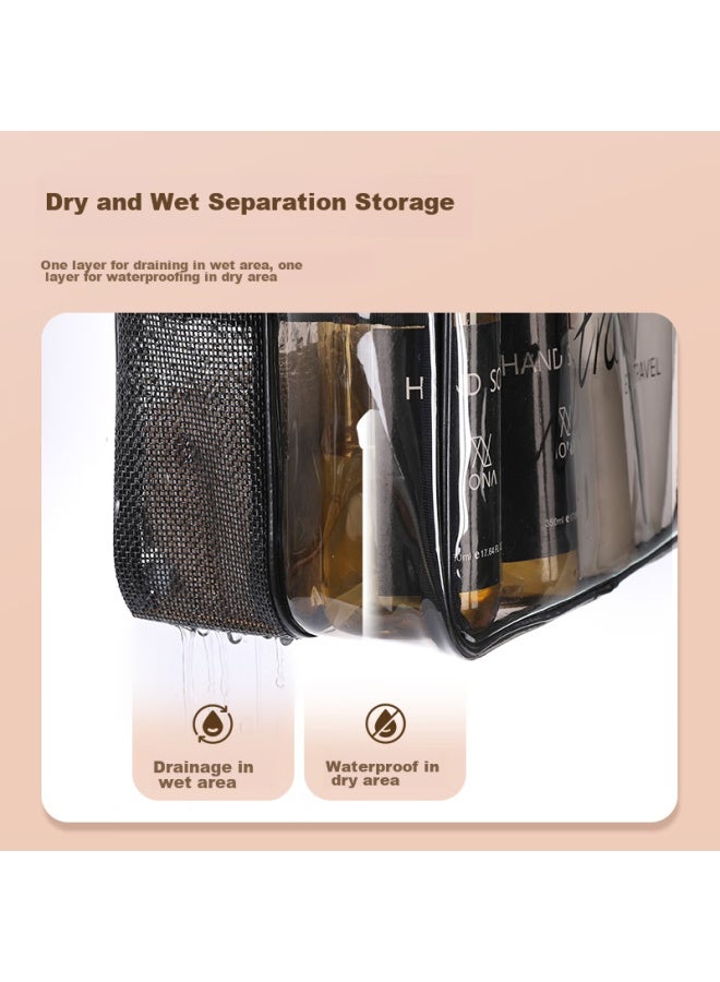 ETRAVEL Etravel Makeup And Toiletry Bag, Wet And Dry Separation, Transparent, For Men And Women, Travel And Business Trip, Convenient Storage, Double-layer Large Capacity, Waterproof For Bathing, Gray Transparent Large Size  - Image 2