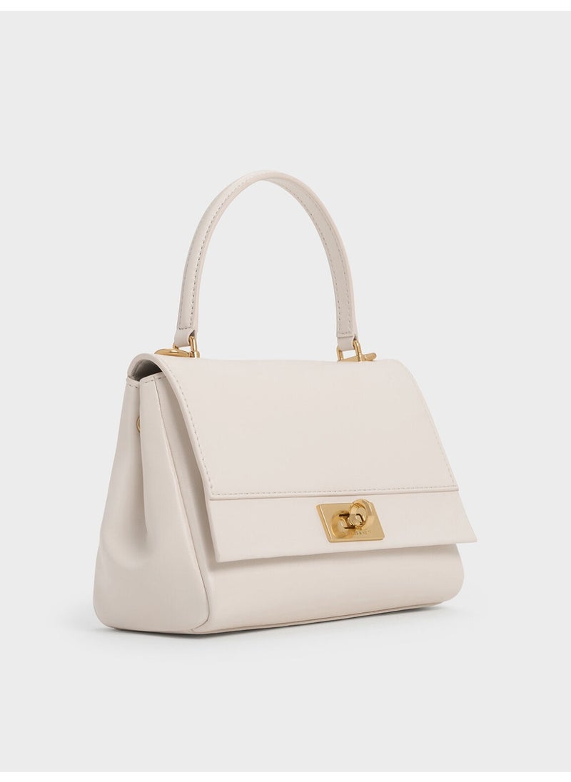 Charles & Keith CHARLES & KEITH Lennie Chain-Strap Top Handle Bag & Crossbady Bag for Women - Cream  - Image 5