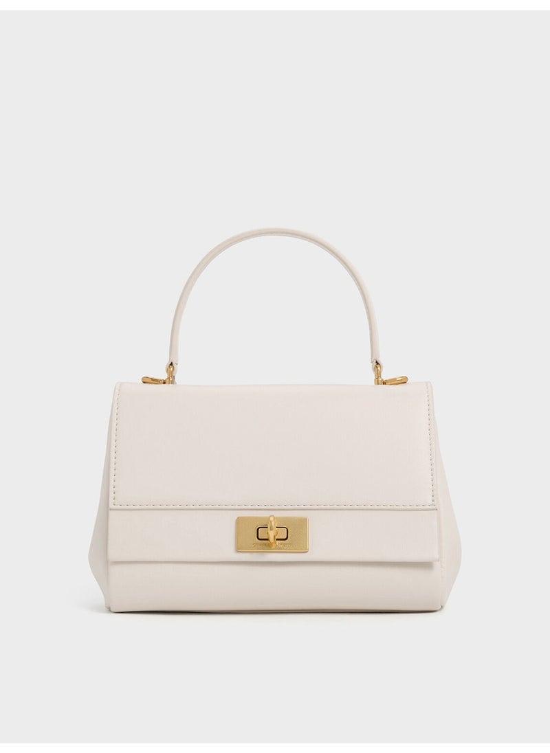 Charles & Keith CHARLES & KEITH Lennie Chain-Strap Top Handle Bag & Crossbady Bag for Women - Cream  - Image 1