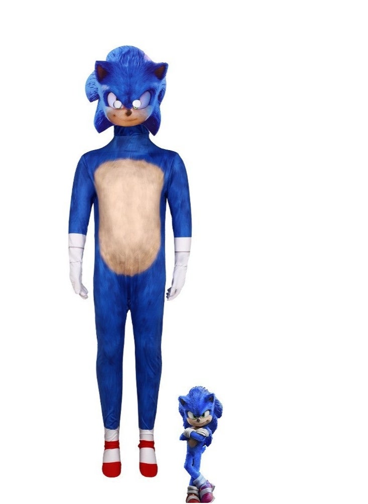 NIBEMINENT Halloween game role-playing Sonic the Hedgehog one-piece tight-fitting Suit Sonic  - Image 1