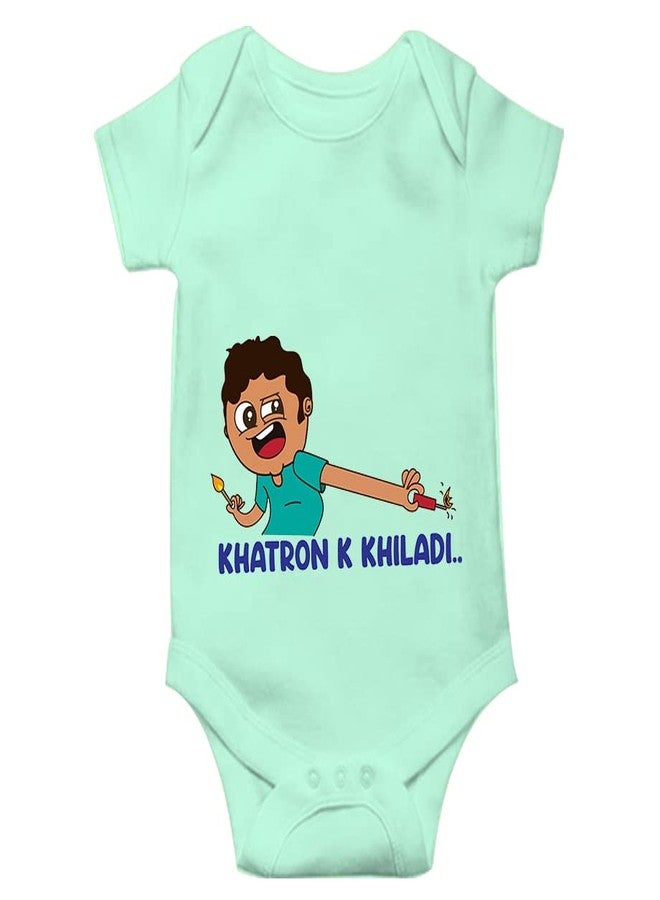 Mott2 Diwali Special Unisex Baby Romper - Khiladi (3-6 Months Green) - Image 1