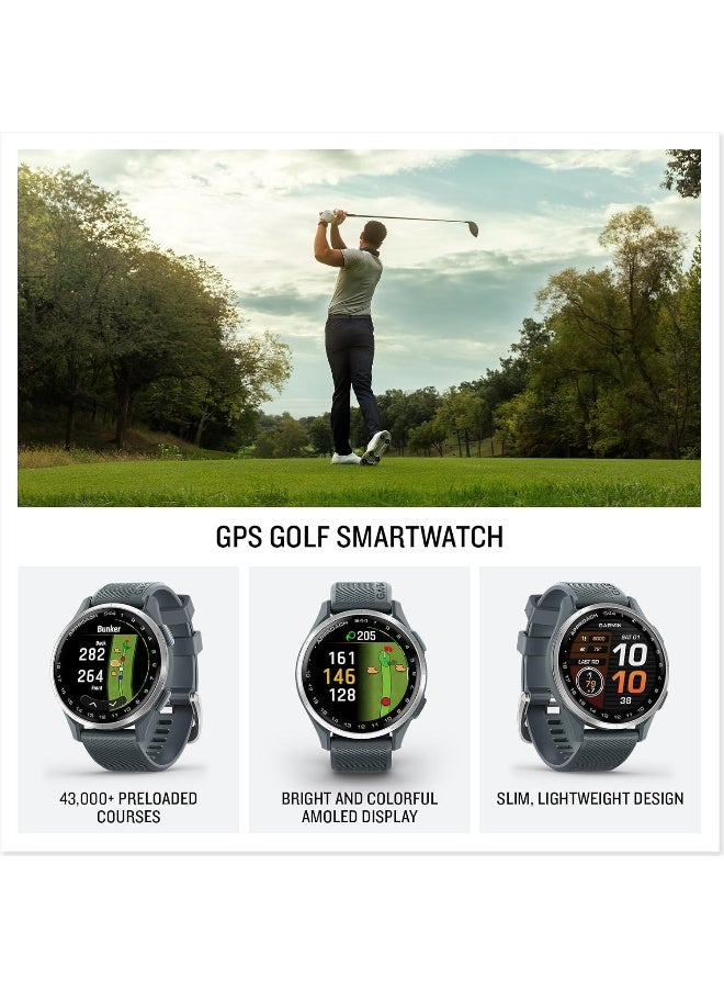 GARMIN Approach S44 Golf Watch, Silver Aluminium Bezel, Twilight Silicone Band  - Image 2