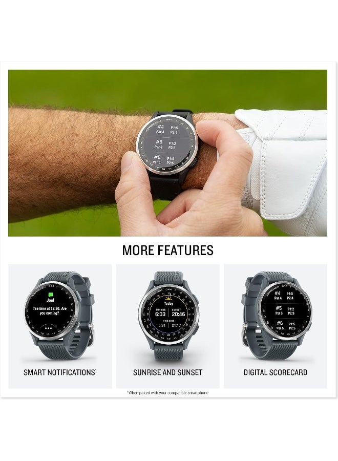 GARMIN Approach S44 Golf Watch, Silver Aluminium Bezel, Twilight Silicone Band  - Image 4