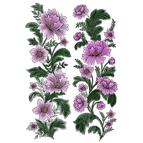 Threetols Flower Clear Stamps for Card Making, Leaves Flower Frame Background Transparent Silicone Clear Rubber Stamp Seal for Holiday Card Making DIY Scrapbooking Photo Album Paper Card Craft Supplies - Image 3