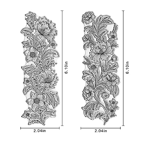 Threetols Flower Clear Stamps for Card Making, Leaves Flower Frame Background Transparent Silicone Clear Rubber Stamp Seal for Holiday Card Making DIY Scrapbooking Photo Album Paper Card Craft Supplies - Image 2