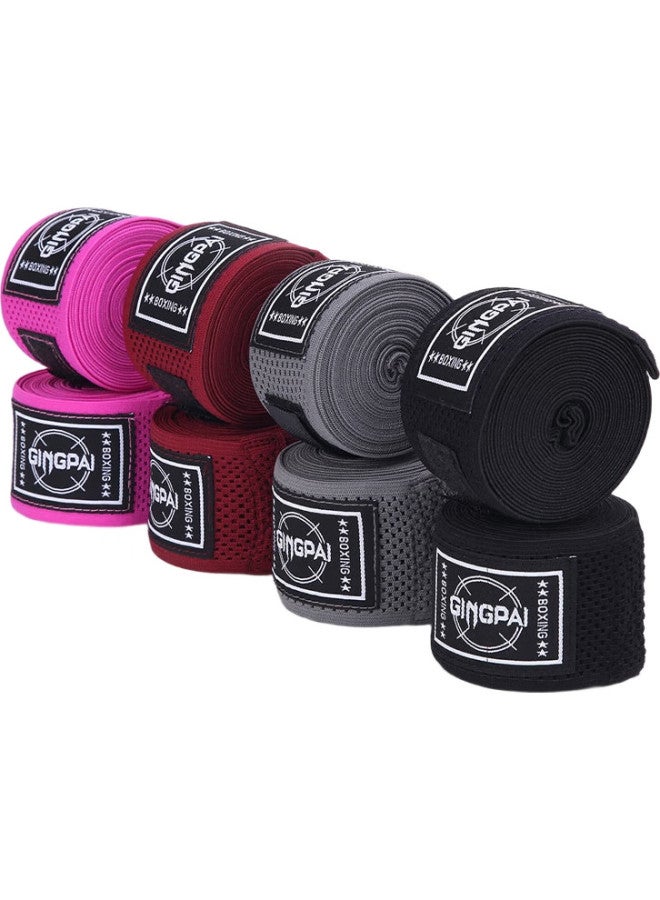 Competing pie Jingpai Boxing Hand Wraps For Men, High-Elasticity Handband, Muay Thai Wrist Wrap, Combat Hand Guard Cloth, Rose Red, 5 Meters - Image 1
