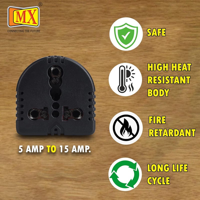MX 3 Pin Universal Conversion Plug Converts Power 5 AMP to 15 AMP Plug Flame Retardant Body Material Travel Adaptor Multi- Purpose Use Socket Connector - Image 3