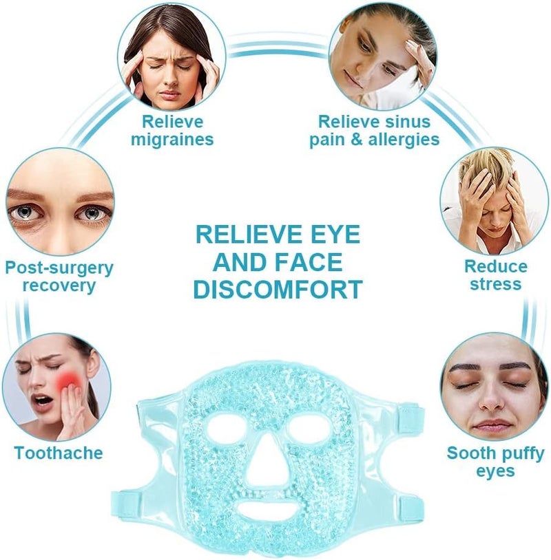 Luteti Luteti Cold Hot Gel Face Mask Reduce Puffy Dark Circles Bags Under Eyes Migraines Stress Relief Heat Ice Therapy Gel Bead Pack Compress Sinus Pressure Acne Headaches Relaxation - Image 3