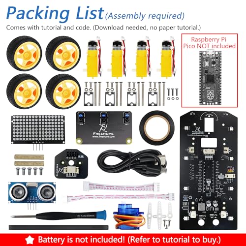 Freenove 4WD Car Kit for Raspberry Pi Pico Not Included Compatible with Arduino IDE Dot Matrix Expressions Obstacle Avoidance Line Tracking Light Tracing Colorful Light App - Image 3