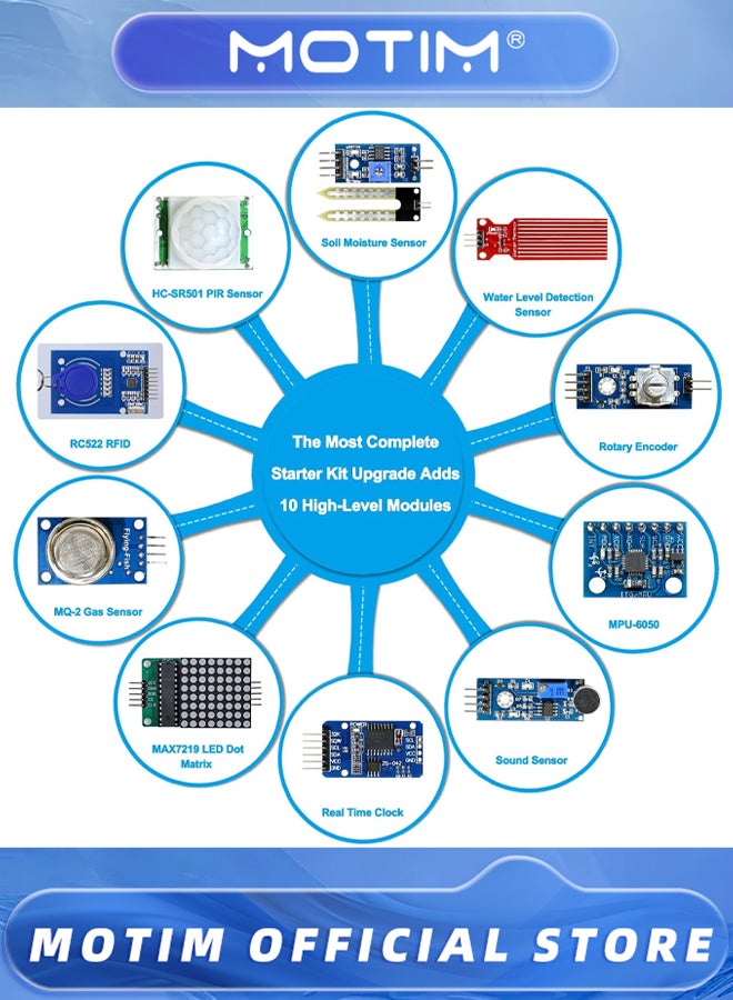 موتيم مجموعة أدوات البدء الأكثر اكتمالاً المستندة إلى Arduino MEGA 2560 مجموعة أدوات البدء الأكثر اكتمالاً مع البرنامج التعليمي المتوافقة مع Arduino IDE - Image 5