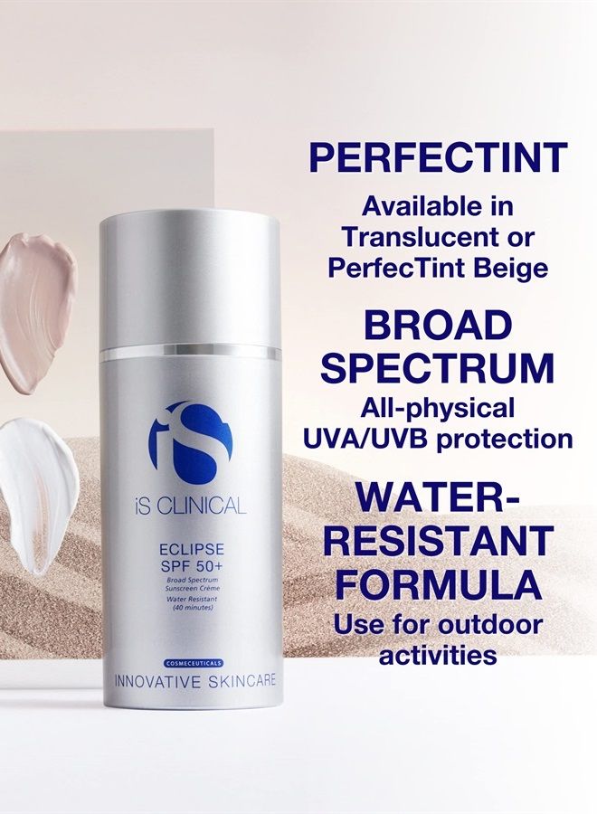 iS CLINICAL واقي الشمس Eclipse SPF 50+، واقي شمس ملون بأكسيد الزنك، كريم شمس شفاف للغاية غير دهني بلمسة نهائية غير لامعة للوجه - Image 2