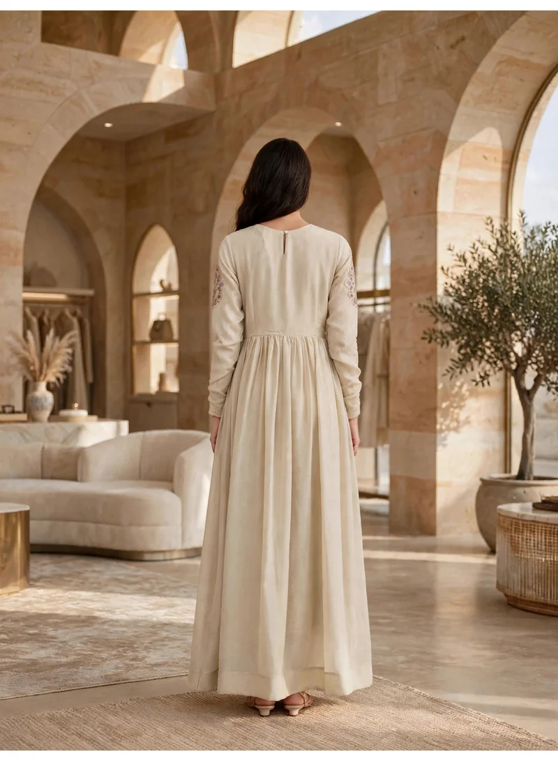 Ikkxa Embroidered Elegance Jalabiya IK113Beige