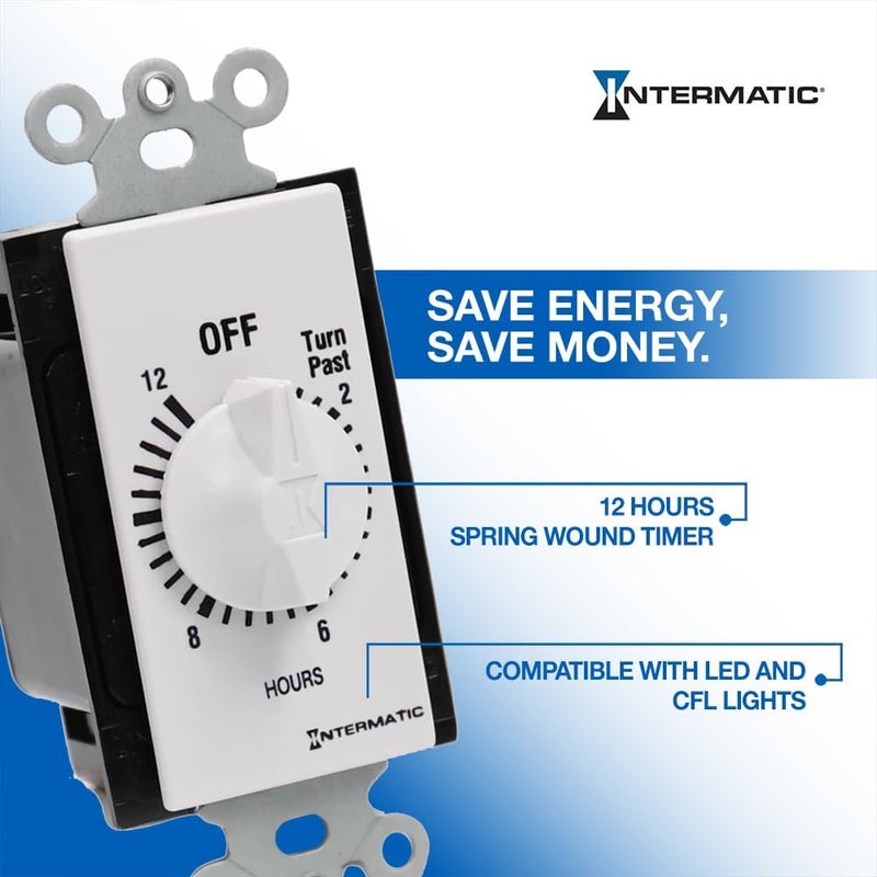 Intermatic SW12HWK 12-Hour Spring Wound Timer, White - Energy Efficient Control for Lighting and Appliances - No Electricity Needed, Easy Installation for Homes and Offices - Image 3