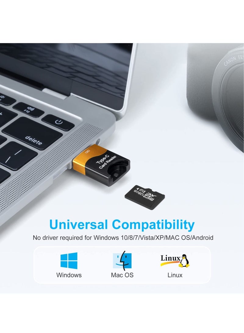 TF Card Reader, 2PC Micro SD Card Reader, High-Speed External Memory，Type C TF Memory Card Reader Adapter Compatible with Laptops, MacBook, Galaxy