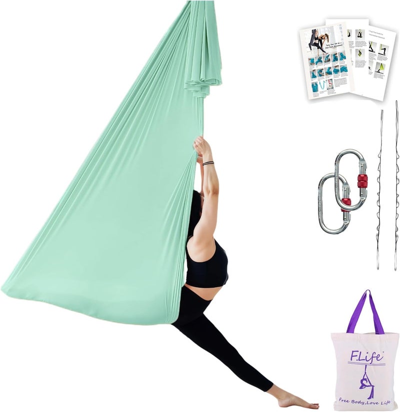 Flife Aerial Silk Yoga Hammock & Swing for yoga Inversion,Strength training,starter hardware kit - Image 1