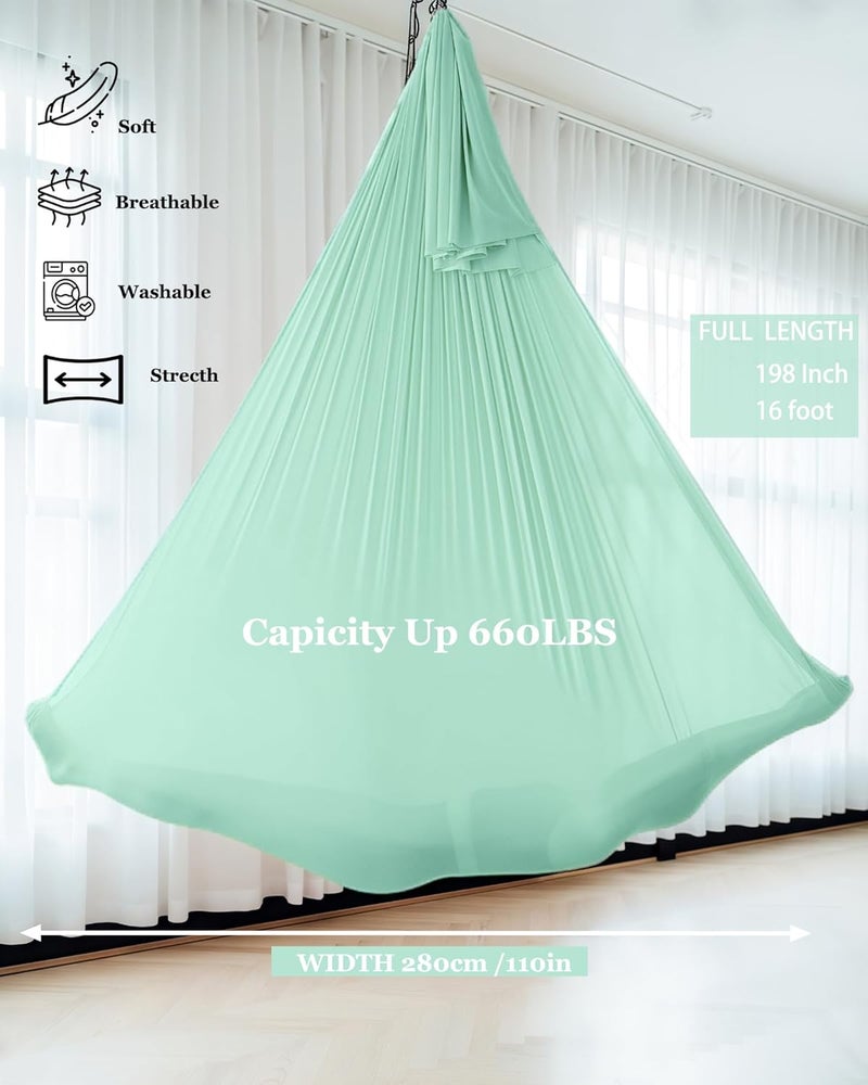 Flife Aerial Silk Yoga Hammock & Swing for yoga Inversion,Strength training,starter hardware kit - Image 2