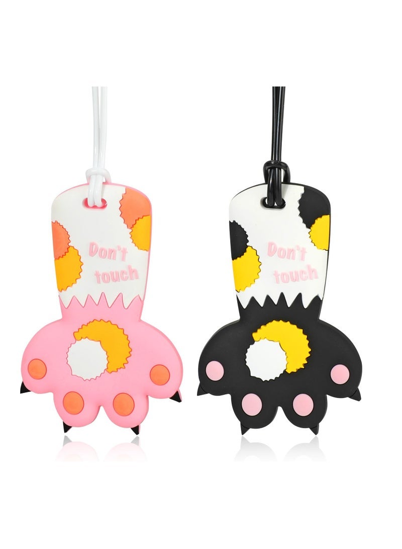 Captaintech Tags for Travel Suitcase, 2 Pack Cat Claws Name Tags, Silicone Suitcase Labels Tags, Suitcase ID Tag, Travel Baggage Identity ID Labels, Handbag Tag Labels for Kids, Women, Men, Black Pink - Image 1