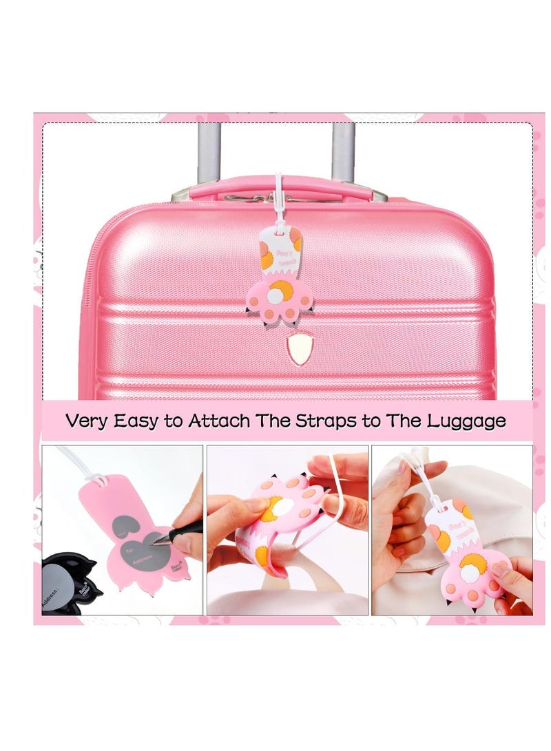 Captaintech Tags for Travel Suitcase, 2 Pack Cat Claws Name Tags, Silicone Suitcase Labels Tags, Suitcase ID Tag, Travel Baggage Identity ID Labels, Handbag Tag Labels for Kids, Women, Men, Black Pink - Image 5