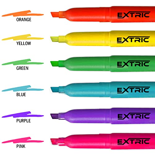 EXTRIC 6 Pack Highlighters, Fluorescent Assorted Colors, Quick Dry, Pen Style Chisel Tip highlighter marker, Smudge Free, Pocket Size - Image 4