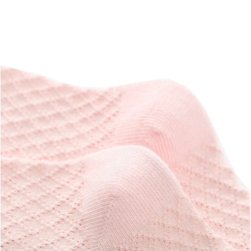 Looching Pack of 5 Mesh Thin Baby Girls Boys Cotton Pink Socks Toddler Kids No Show Ankle Socks 1-10T (3-5 Y, Mesh Pink) - Image 4