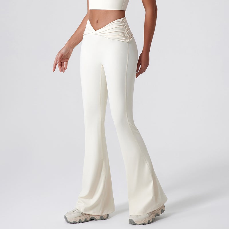 High Waist Flared Yoga Pants Womens Off-white  - Image 1
