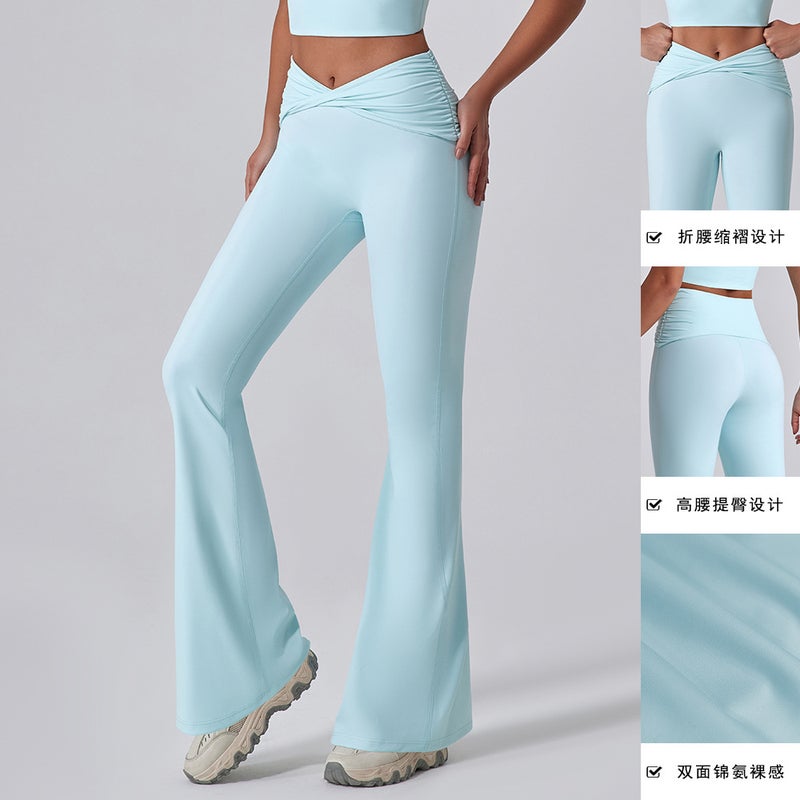 High Waist Flared Yoga Pants Womens Off-white  - Image 3