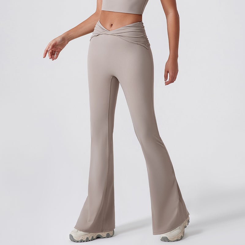High Waist Flared Yoga Pants Womens Off-white  - Image 5