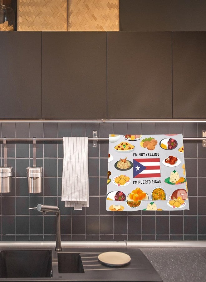 LEVLO Funny Puerto Rico Kitchen Towel Puerto Rican Foods Tea Dish Towel Puerto Rican Root Flag Gifts (I'm Puerto Rican) - Image 5