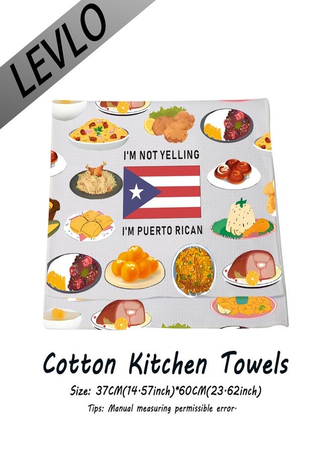 LEVLO Funny Puerto Rico Kitchen Towel Puerto Rican Foods Tea Dish Towel Puerto Rican Root Flag Gifts (I'm Puerto Rican) - Image 2